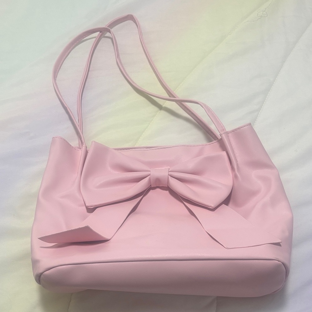 Elegant Pink Bow Women's Bag - heavily used